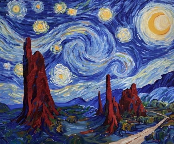 Click to view detail for Starry Night in The Garden 30x36 $2900